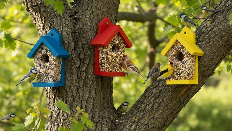 CEDAR ALPHA 3pk Suet Bird Houses, Seeded Birdhouse, Suet Birdfeeder, Bird Feeder with Suet Cake, Bird Feast Feeder for Outdoor, Wall Tree Moutable - Image 5
